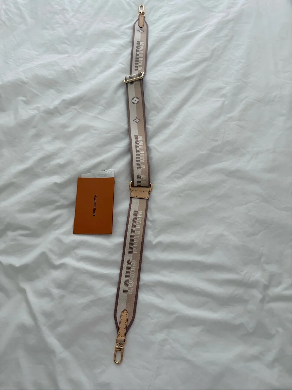 Louis Vuitton Bandoulière Beige Branded Adjustable Strap with Gold Hardware